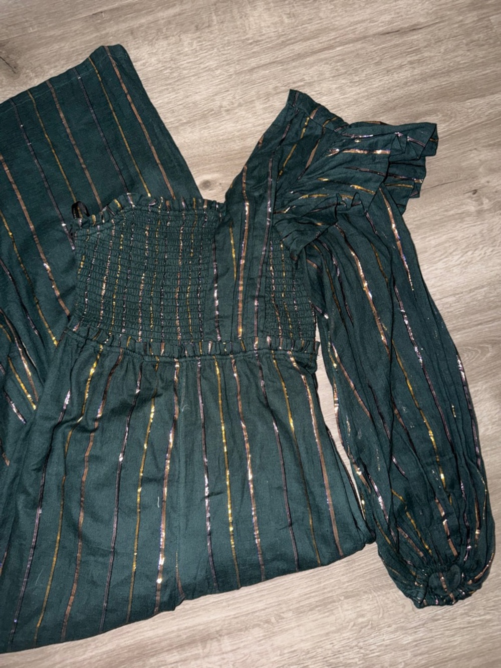 ❤️‍🔥Firm Price❤️‍🔥FARM Rio X Anthropologie One-Shoulder stripe Jumpsuit - Picture 9 of 10